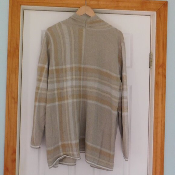 Land's End Womens plaid relaxed long open cardigan academia sz 2X - Picture 6 of 7